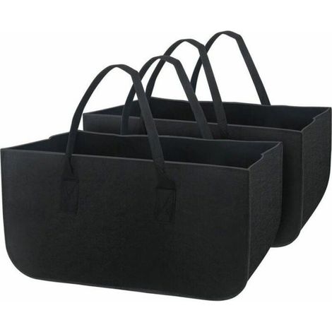 Sac À Bûches - Feutre Épais 31 L - Pliable et Léger - Pour Cheminée Bois de Chauffage Rangement Intérieur Extérieur - 2 Pièces (1/4)