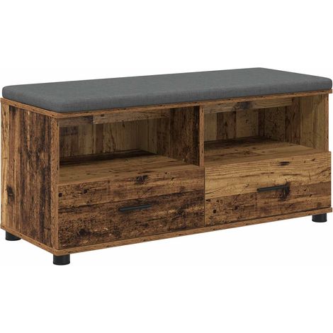 Banco de entrada con cojín Madera vieja 100 x 38 x 46 cm vidaXL