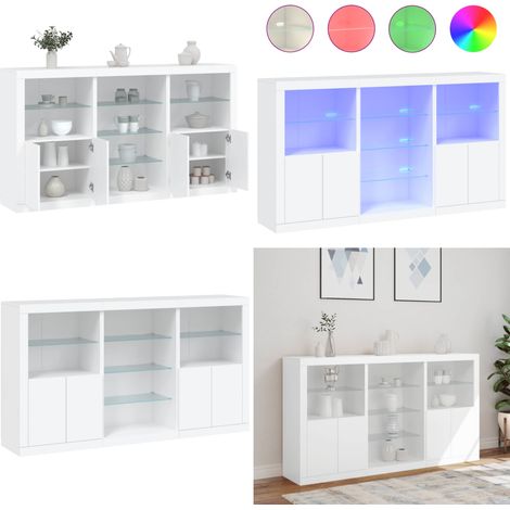 Buffet avec lumières LED blanc 181,5x37x100 cm - Meuble De Rangement - Buffet - Meuble Tv - Luminaire Led - Design Moderne - Home & Living (1/5)