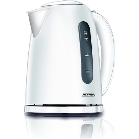 MPM MCZ-85 Hervidor de Agua Eléctrico Inalámbrico de Polímero Termoresistente, 1,7 Litros, 2200W, Libre de BPA, Negro