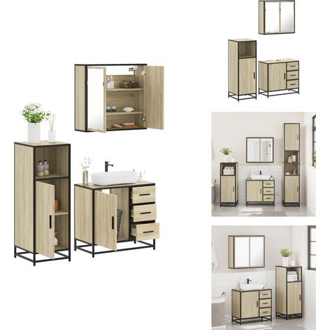 Ensemble de meubles de salle de bain 3 pcs chêne sonoma - Ensemble De Meubles De Salle De Bain - Ensembles De Meubles De Salle De Bain - Armoire De Salle De Bain - Armoire De Rangement De Salle De Bai (1/5)