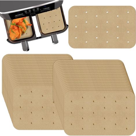 Papier cuisson perforé friteuse air, lot 100 feuilles antiadhésives circulation air optimale (1/5)