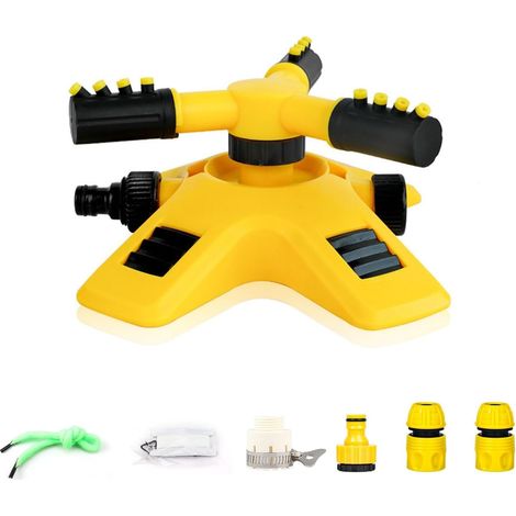 360° Automatic Oscillating Sprinkler for Garden  Adjustable Spray 4-10 m, Economical Irrigation for Lawn and Green Areas (Tandem Rotary, Durable Material) (1/5)