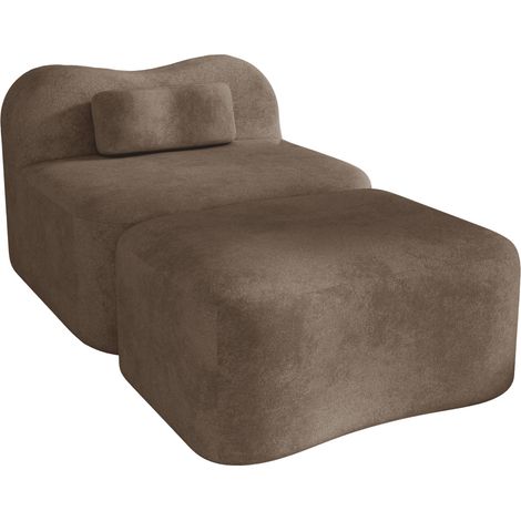 Sofá modular sin estructura con ottoman, terciopelo marrón, 96 x 167 x 70 cm (1/5)
