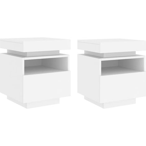 Set di 2 comodini con cassetti e luci LED RGB 40 x 39 x 48,5 cm MDF bianco DEC032825