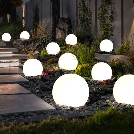 Boule lumineuse solaire 10 cm boule lumineuse solaire jardin LED décoration de jardin boule solaire pour extérieur petit, durée d'éclairage environ 6-8 heures, H 38 cm, lot de 10 (1/5)