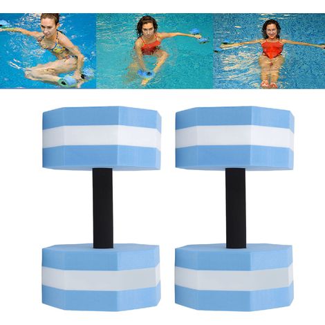 [Mancuernas acuáticas de EVA] [Par] [Rehabilitación y fitness] Mancuernas de natación de EVA de alta densidad - Juego de 2 para aeróbicos acuáticos en la piscina - Diseño de diamante azul y blanco (1/5)