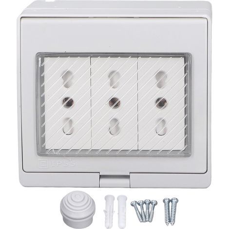 Prise murale étanche IP55, boîtier ignifuge, anti-poussière, sortie à 3 ports pour prise italienne extérieure 110-250V (1/5)