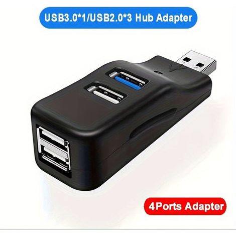 Adaptador concentrador USB 3.0 rápido con mini divisor, que ofrece de 1 a 3 puertos. Compatible con USB 2.0, apto para portátiles, ordenadores, memorias USB y lectores de tarjetas.