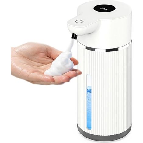 Dispenser automatico di sapone, dispenser di schiuma igienizzante per le mani, dispenser manuale a parete per igienizzante mani, 420 ml, con display digitale e sensore a infrarossi, adatto per l'uso i (1/5)