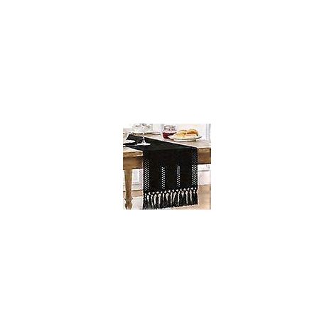 Chemin de table bohème en coton et lin - 30 x 180 cm Chemin de table rustique style ferme - (1/5)