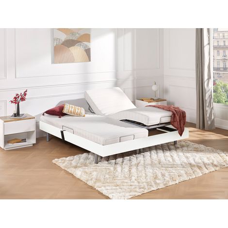 Lit électrique de relaxation tout plots + matelas latex - 2 x 80 x 200 cm - Blanc - CASSIOPEE III de YSMÉE (1/4)