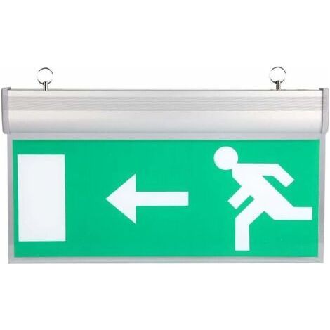 Panneau de sortie d'urgence à LED Voyant d'évacuation de sécurité en acrylique Source de lumière LED haute luminosité pour centres commerciaux/supermarchés/hôtels/hôpitaux/bibliothèque，110-220V（Gauche (1/5)