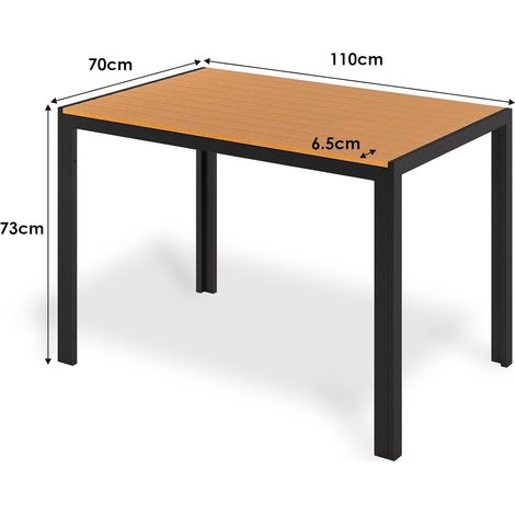 Tavolo da giardino per esterni, tavolo da balcone quadrato, tavolo da patio, alluminio, WPC, resistente alle intemperie (110x70 cm, marrone)