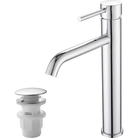 Mitigeur de lavabo moderne - Mitigeur monocommande - Chromé - Haut (28,5 cm, chromé) (1/5)
