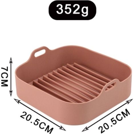 1 Pièce Plat De Cuisson Pour Friteuse À Air - Silicone Alimentaire - Résistant À -20 °C À 220 °C - 20,5 X 20,5 X 5,5 Cm - Marron (1/3)