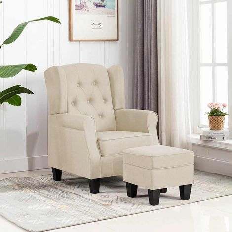 Fauteuil avec repose-pied, Fauteuil Relax, Chaise Longue Relax Crème Tissu FNNF545196 (1/5)