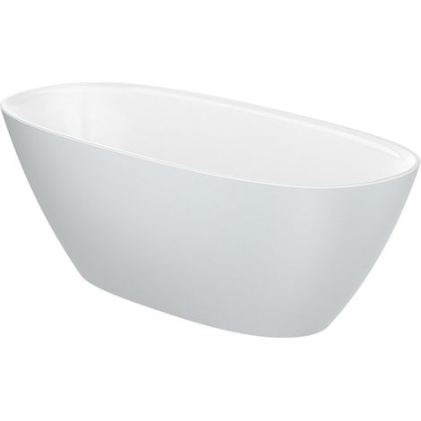 Baignoire en îlot ARIANE 240L en Stonex avec vidage et siphon - Perle (1/3)