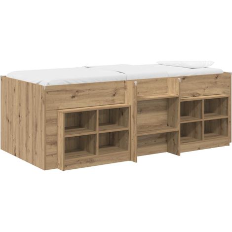 Loft Bed Frame with Cabinet 3 pcs Artisan Oak Engineered Wood vidaXL (1/5)
