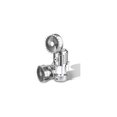 Lanterne de camping à LED extérieure portable 6 en 1 avec ventilateur, lampe de ventilateur électrique de levage et d'étirement solaire, lumières de lanterne de camping pliables (Argent) (1/5)