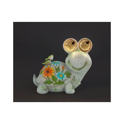 Figurine de jardin solaire, tortue avec des yeux LED lumineux, 17 x 20 cm (1/5)
