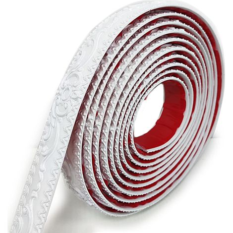 Adesivo decorativo da parete bianco, 5 m  3,6 cm Design flessibile Adesivo in PVC bianco vintage europeo, modanatura per armadio, cornice per specchio, rivestimento per soffitto, decorazioni per la ca (1/5)