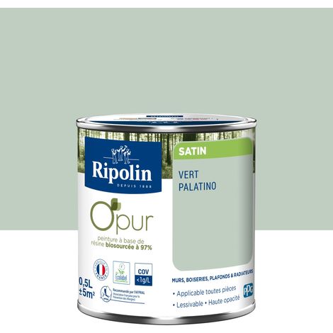 Ripolin – Peinture intérieure satin à base de résine biosourcée 97% – Couleur vert palatino – 0,5L – Très couvrante et lessivable (1/8)