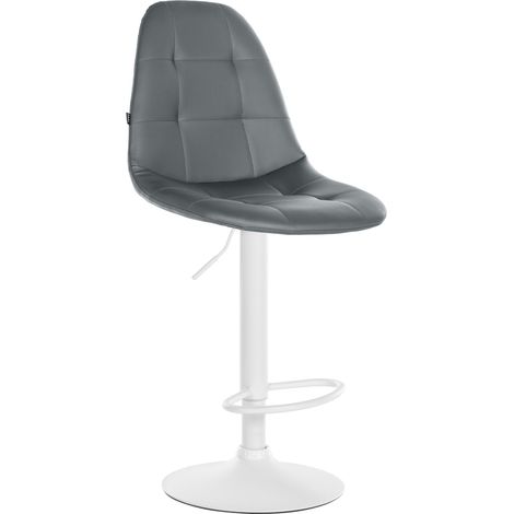 Sgabello da bar x1 con poggiapiedi sedile girevole regolabile in altezza in PVC grigio struttura in metallo bianco 100004831