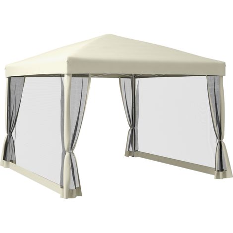 3 x 3(m) Pop Up Gazebo with 4 Mesh Sides and Carry Bag, Height Adjustable Party Canopy Tent, Portable Garden Outdoor