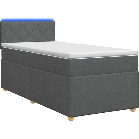 Boxspringbett mit Matratze und LED Dunkelgrau 90 x 190 cm Stoff vidaXL (1/5)