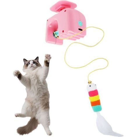 KLVGTIFS PU – Automatisches Katzenspielzeug – Interaktives elektrisches Haustierspiel, Sensor-Hängespielzeug für Kätzchen, zur Simulation, Rosa (1/5)