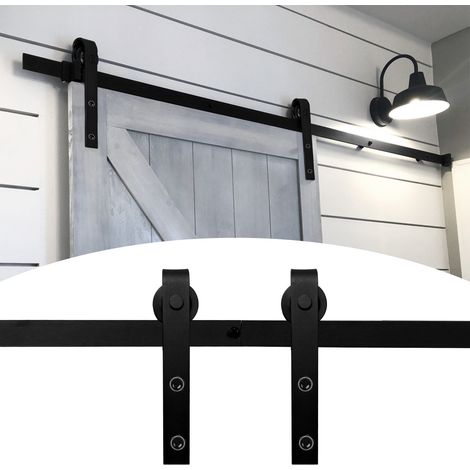 SWANEW Sistema per porte scorrevoli 363 cm Kit per porte scorrevoli Binario per porte scorrevoli Forato 35-45 mm di larghezza (1/5)