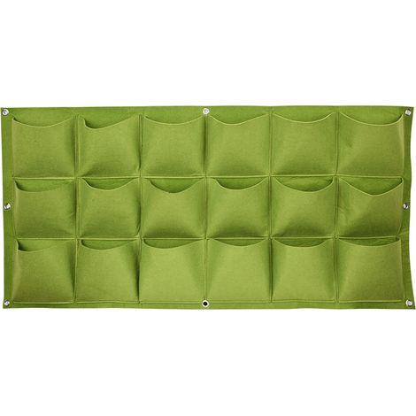 18 pochettes verticales de jardinage mural suspendu pour extérieur, sacs de culture de plantes, jardinière (1/5)