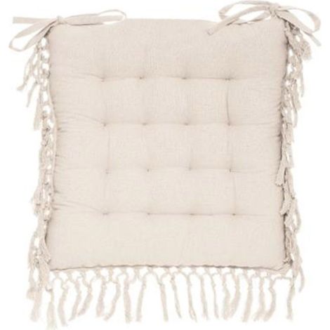 Galette de Chaise "Macramé" 40x40cm Ivoire (1/2)