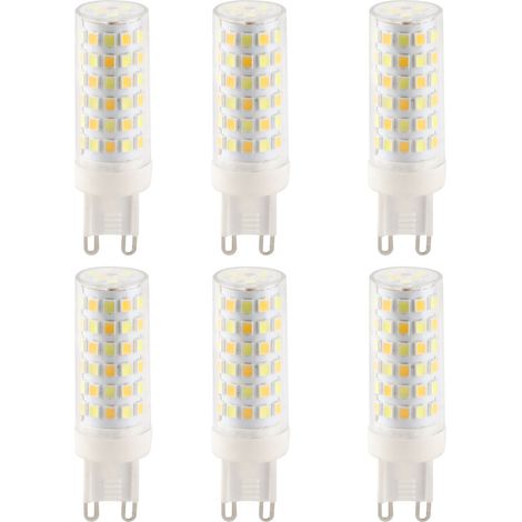 Lot de 6 ampoules LED G9 9W (77 LED) pour plafonnier ou applique murale (3 couleurs d'éclairage) (1/5)