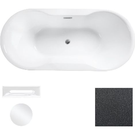 Baignoire îlot graphite Glam avec bonde blanc NAVIA 145x75 (1/2)