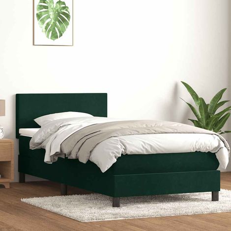 Boxspringbett mit Matratze Dunkelgrün 80x220 cm Samt