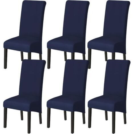 6er-Set Esszimmerstuhlhussen (Marineblau), dehnbare Stuhlhussen, große, universell einsetzbare, waschbare Stuhlhussen, leicht zu reinigen, für Ess- und Wohnzimmer