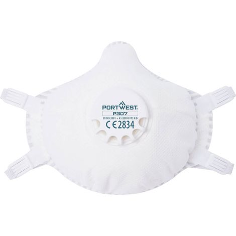 Wiederverwendbare FFP3 Ultimate Maske mit Ventil (Packung mit 5 Stück) - Weiß - Portwest
