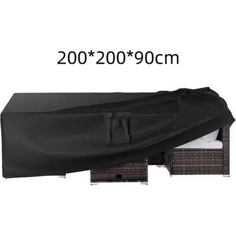 Housse de protection noire, housse imperméable pour salon de jardin, 200x200x90cm, extérieure (1/4)