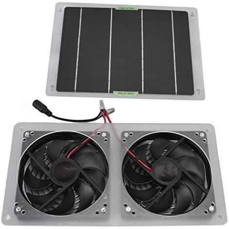 Ej.Life Solarpanel Lüfter Kit, 100 W 12 V Dual Solar Abluftventilatoren mit Solarpanel, Wasserdichter Solarbetriebener Gewächshausventilator für Kleine Hühnerställe, Schuppen, Kriechkeller, Haustierhä (1/5)