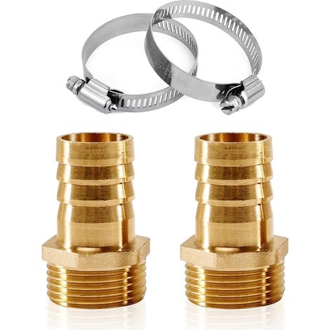 2 Pcs 1 pouce Tuyau en laiton Œillet,Raccord de tuyau en laiton 1" Ag x 25mm (1"),Adaptateur de connecteur de tuyau en laiton,Adaptateur de connecteur à filetage mâle de 1 pouce (1" Ag x 25mm) (1/5)