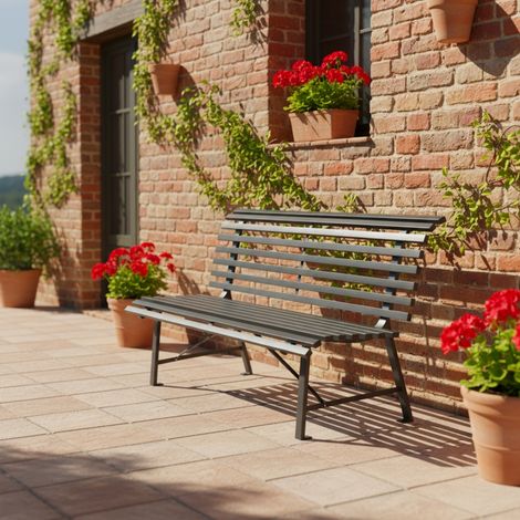 Banc de jardin acier 2 places anthracite 140cm - Nima