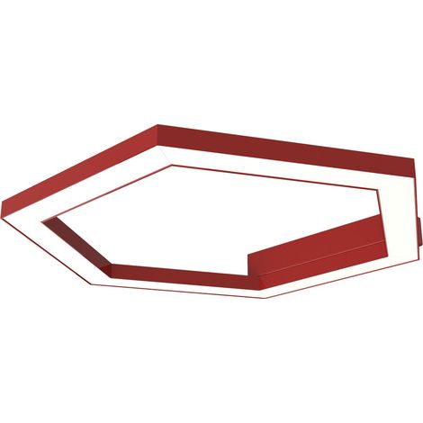 LUMICOM  ESAGONO 1X Plafoniera, STRIP LED, 22W/m, 4000K, metallo, rosso lucido, Ø40cm (1/2)