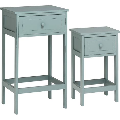 Interiors by Premier Set of Two Chatelet Blue and Grey Nesting Side Tables, Rustic Wood Side Tables, Side Tables for Living Room (1/5)