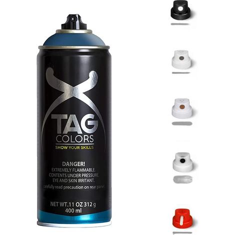 Bombolette Spray graffiti Vernice Acrilica 400ml Varie Tonalità di Blu + 5 testine per tratti precisi e spessi finitura opaca coprente per street arti (1/5)