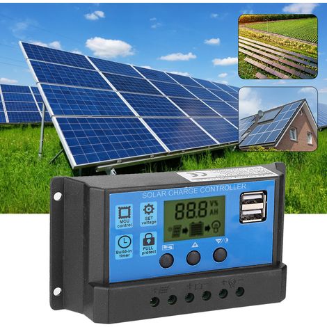 Contrôleur de panneau solaire photovoltaïque 12V/24V, accessoires pour panneaux solaires, contrôleur photovoltaïque 40A (1/4)