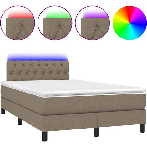 Maison Exclusive - Letto a Molle con Materasso e LED Tortora 120x200cm in Tessuto (1/5)