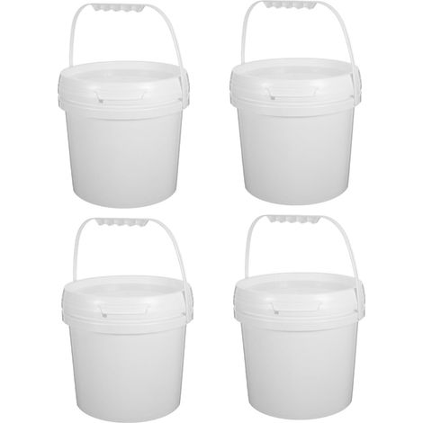 4 Pièces Seau de Stockage Alimentaire avec Poignée Lot de Blanc Étanche Hermétique pour Glaces Lait Confitures Usage Polyvalent Cuisine Garage (1/5)