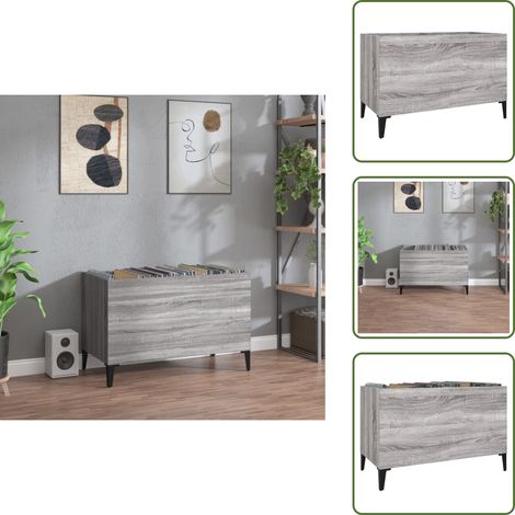 Plattenschrank Grau Sonoma 74,5x38x48 cm Holzwerkstoff - Plattensammlung - Vinylregal - Plattenspieler Zubehör - Holzschreibtisch - Sideboard